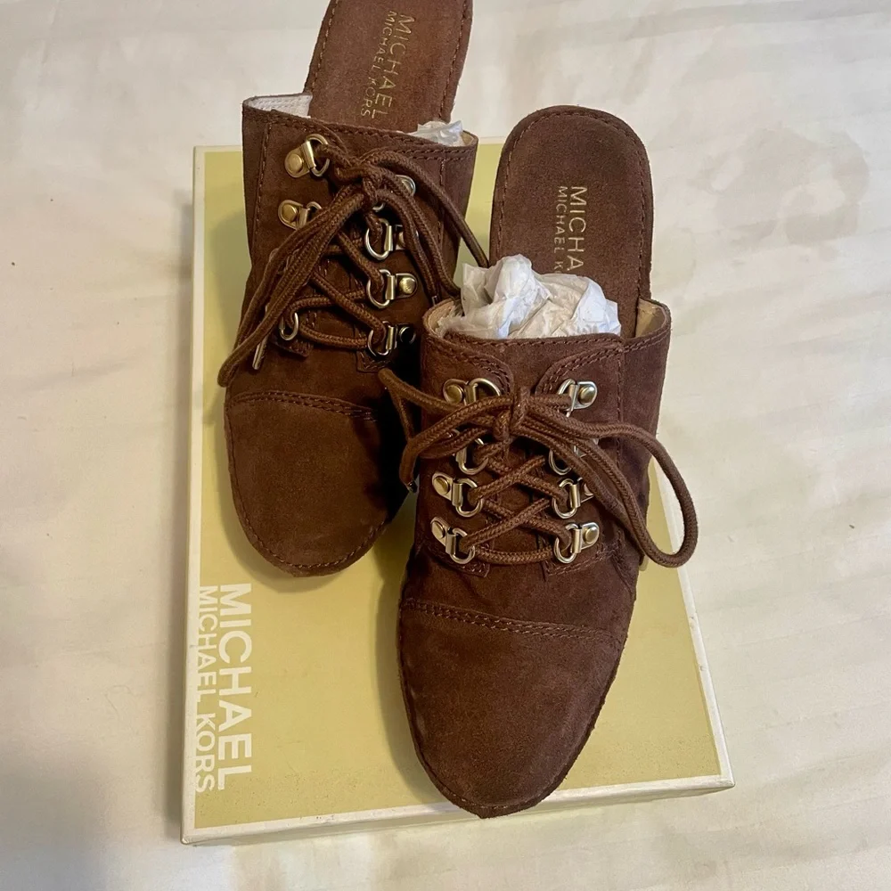 Michael Kors McGraw Mule Suede Brown Women's Heels - Picture 7 of 7